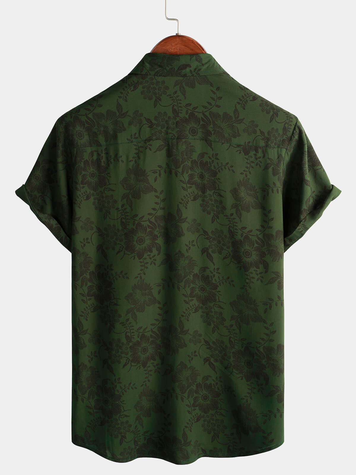 Camicia a maniche corte con motivo floreale retro anni '70 per uomo