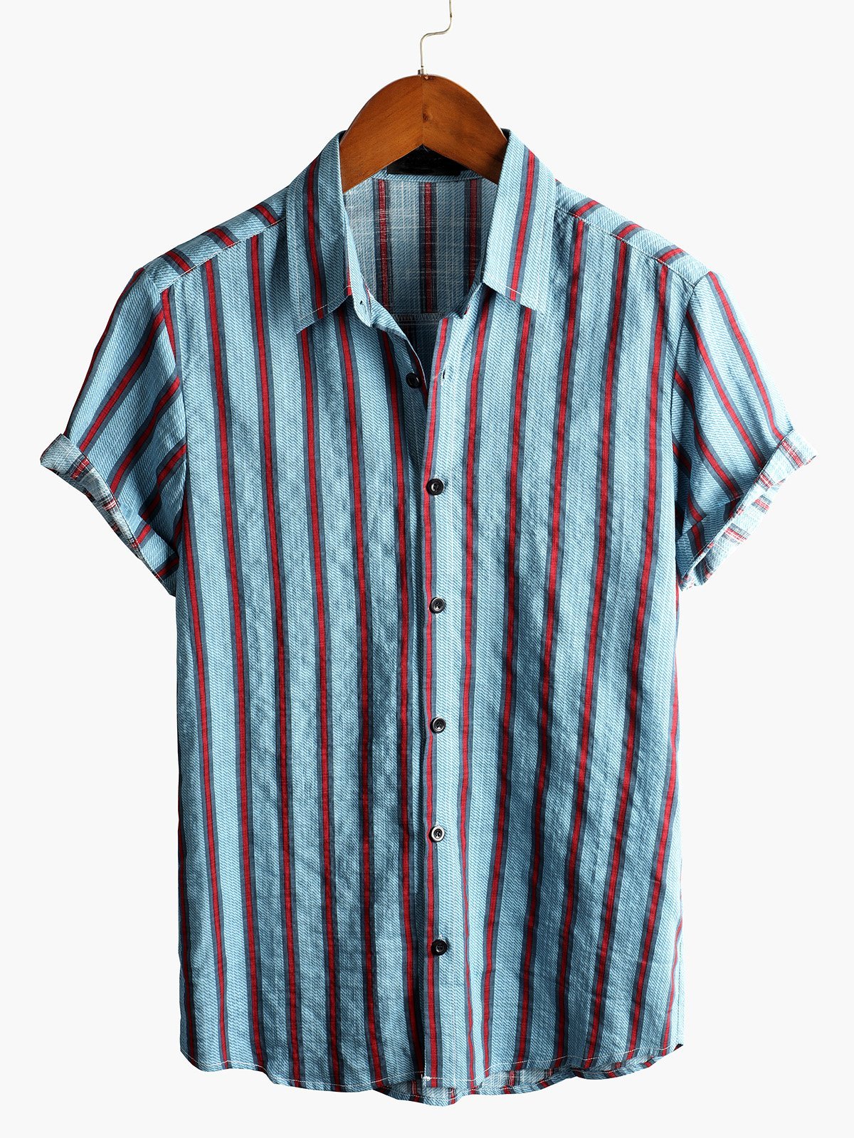 Camicia a maniche corte in cotone con motivo floreale da uomo