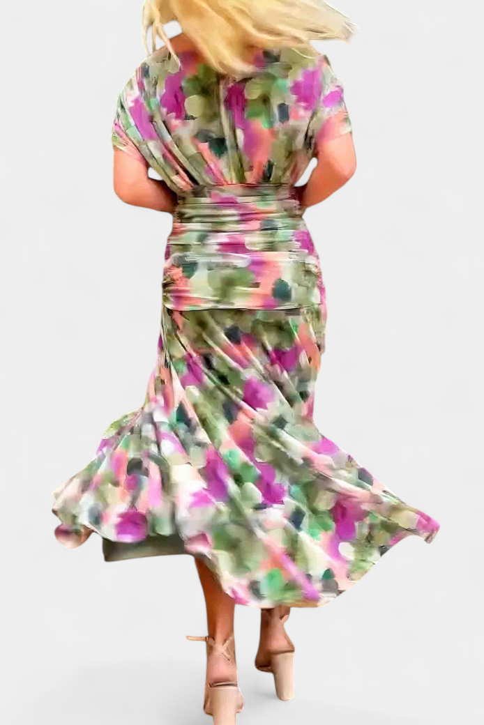 Alondra™ | Abito lungo con scollo Bardot e drappeggio elegante