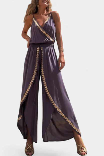 Donatila™ | Jumpsuit con dettagli dorati e apertura frontale