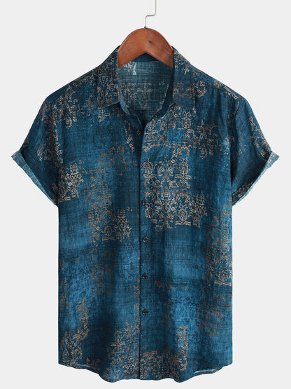 Camicia estiva a maniche corte per uomo Blu