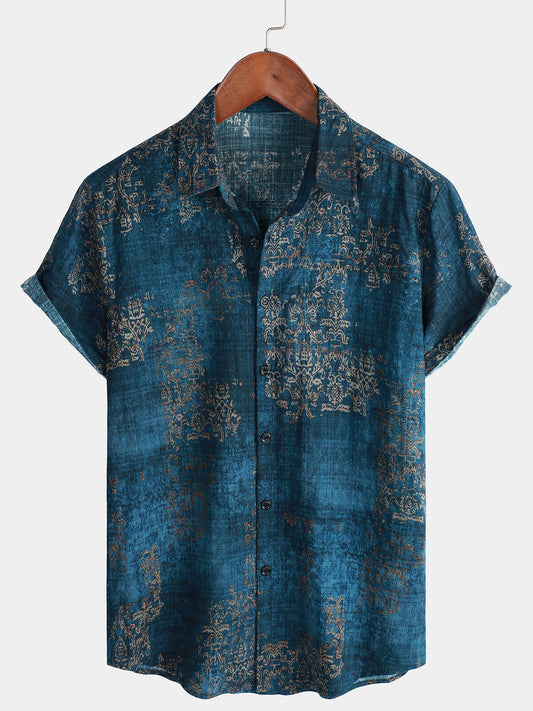 Camicia estiva a maniche corte per uomo Blu