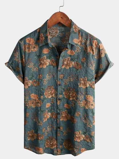 Camicia da uomo retro vacanza a maniche corte