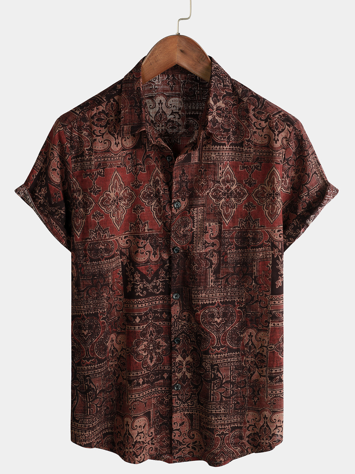 Camicetta da Uomo Retro Vacanze Anni '70 Paisley a Maniche Corte