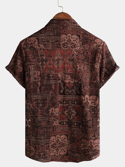 Camicetta da Uomo Retro Vacanze Anni '70 Paisley a Maniche Corte