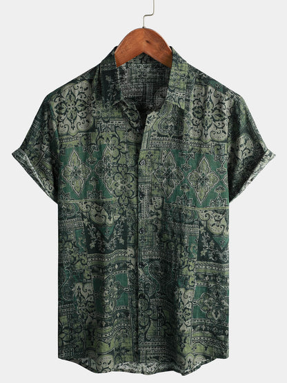 Camicetta da Uomo Retro Vacanze Anni '70 Paisley a Maniche Corte