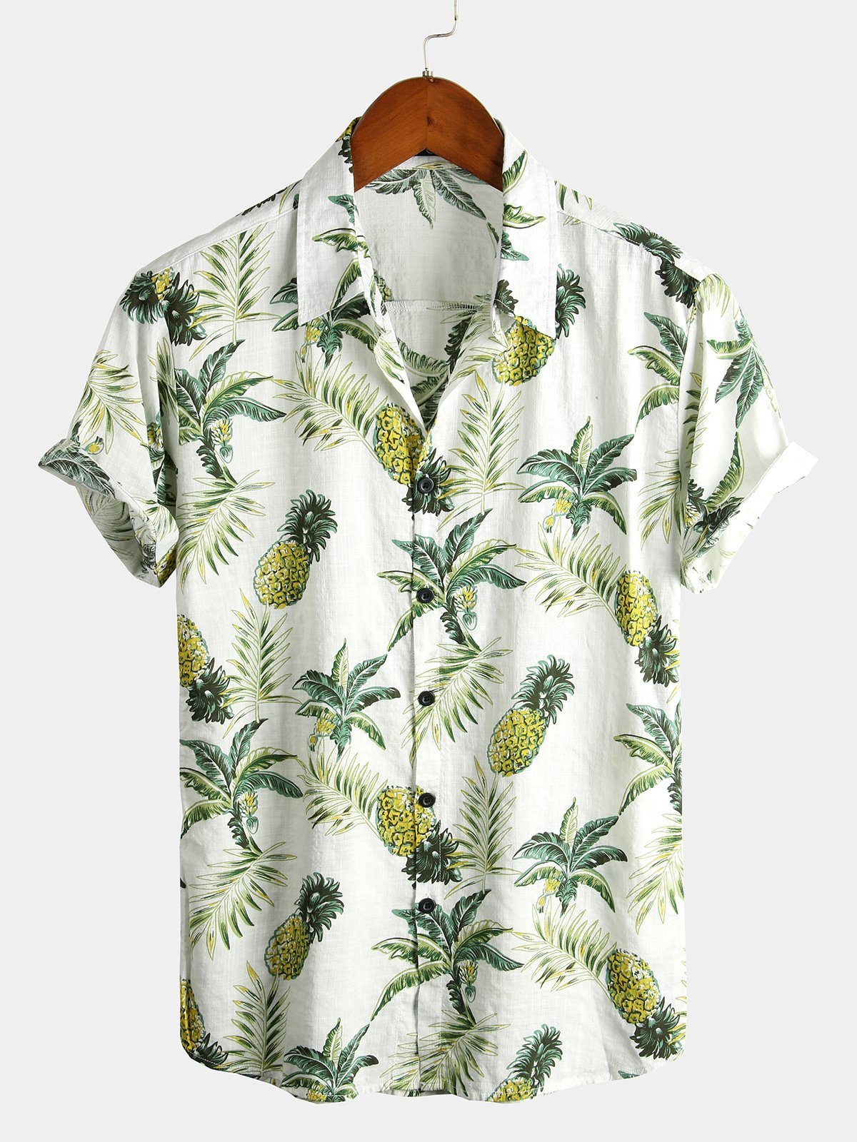 Camicia a maniche corte in cotone con motivo floreale da uomo