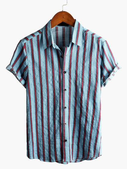 Camicia a maniche corte in cotone con motivo floreale da uomo