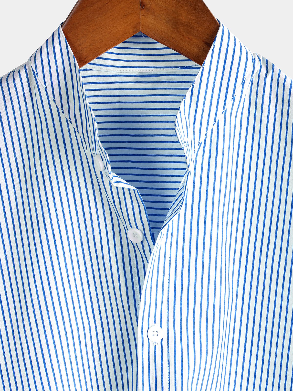 Camicia a maniche corte in cotone per uomo con colletto Henley