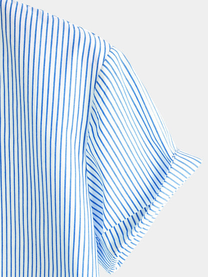 Camicia a maniche corte in cotone per uomo con colletto Henley