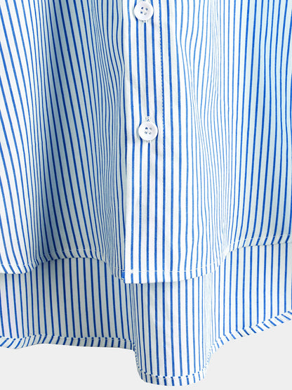 Camicia a maniche corte in cotone per uomo con colletto Henley