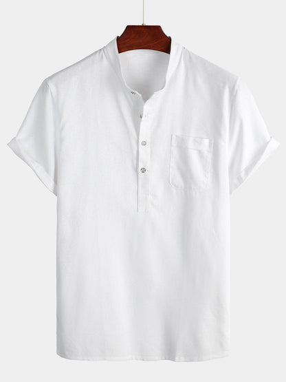 Camicia da uomo in lino cotone bianca