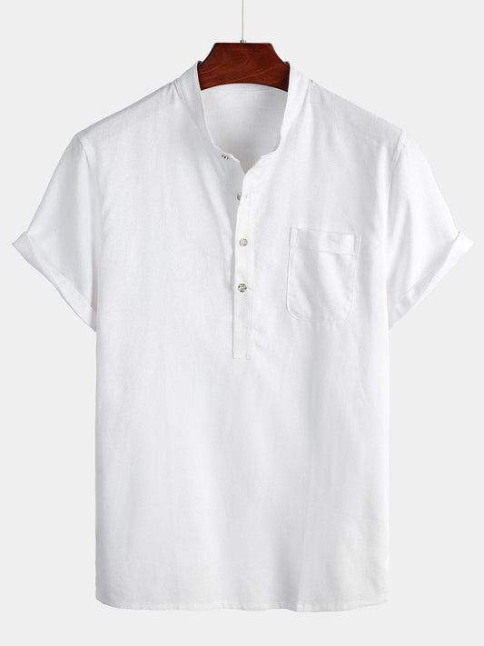 Camicia da uomo in lino cotone bianca