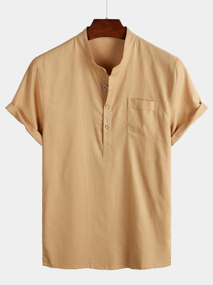 Camicia da uomo in lino cotone bianca
