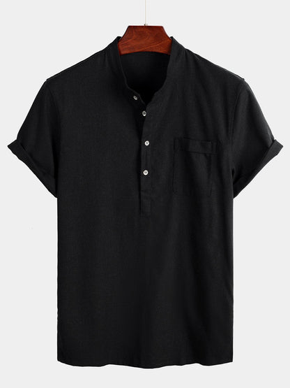 Camicia da uomo in lino cotone bianca
