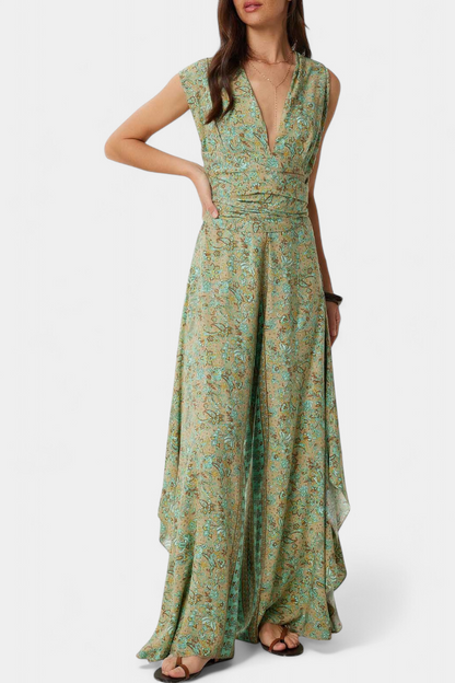 Leandra™ | Tuta boho con stampa floreale e schiena scoperta