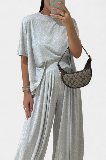 Trista™ | Completo due pezzi minimal in modal grigio chiaro