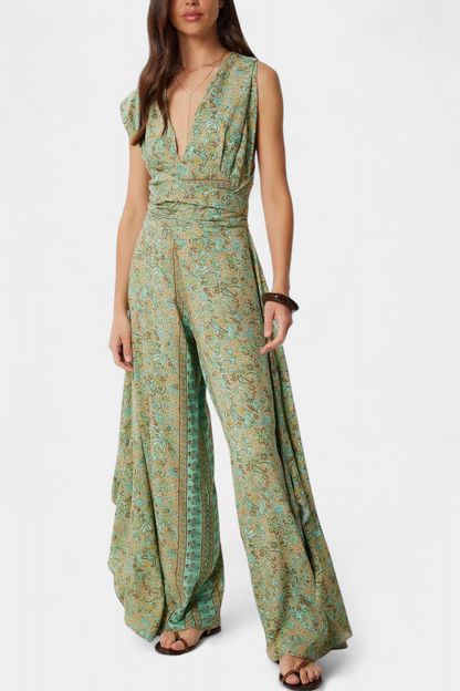 Leandra™ | Tuta boho con stampa floreale e schiena scoperta