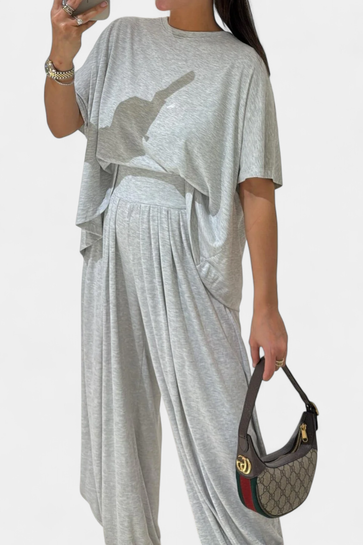 Trista™ | Completo due pezzi minimal in modal grigio chiaro